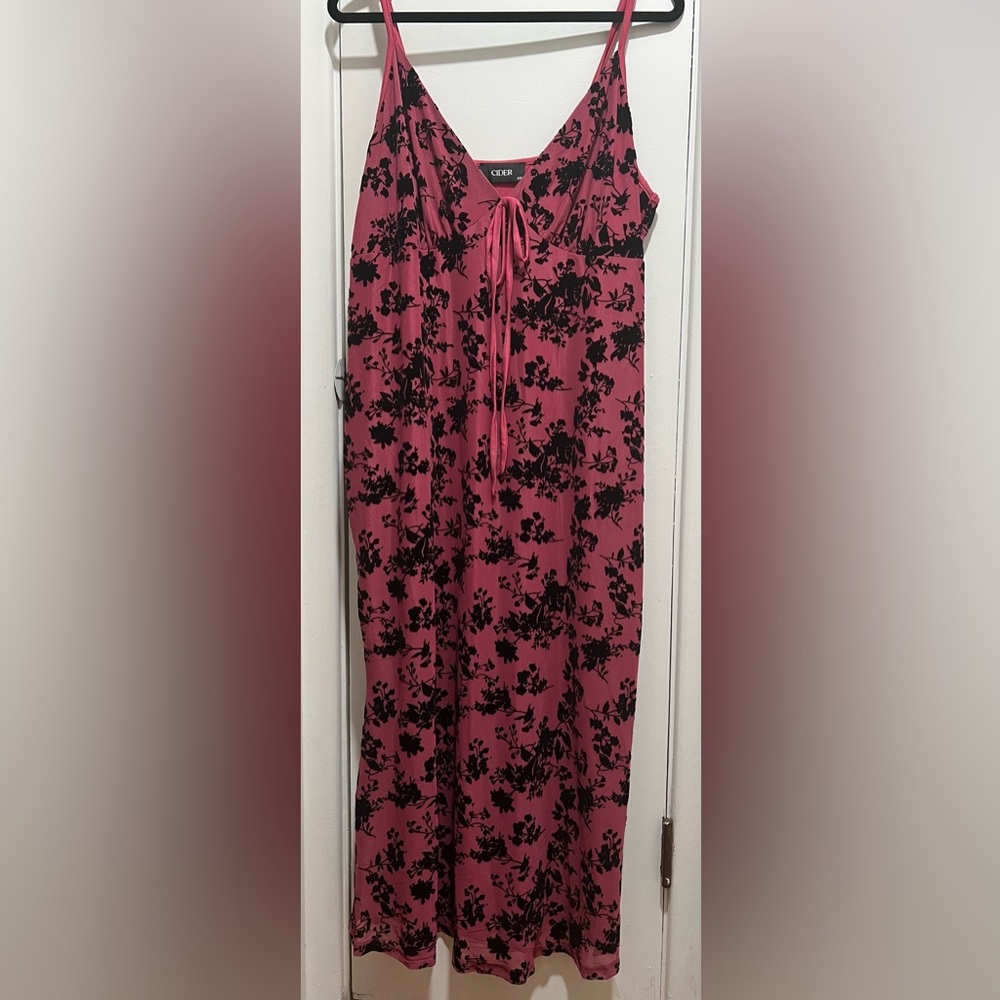 NWT CIDER PINK & BLACK VELVET FLORAL DRESS - Picture 3 of 6